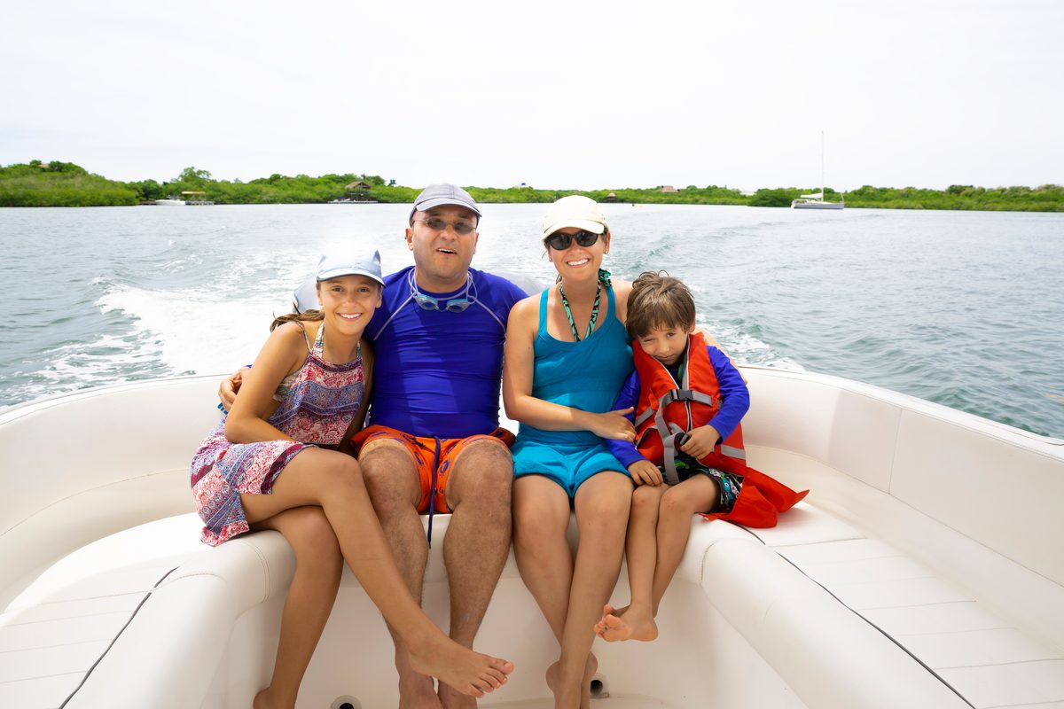 Family boating together on Florida waters